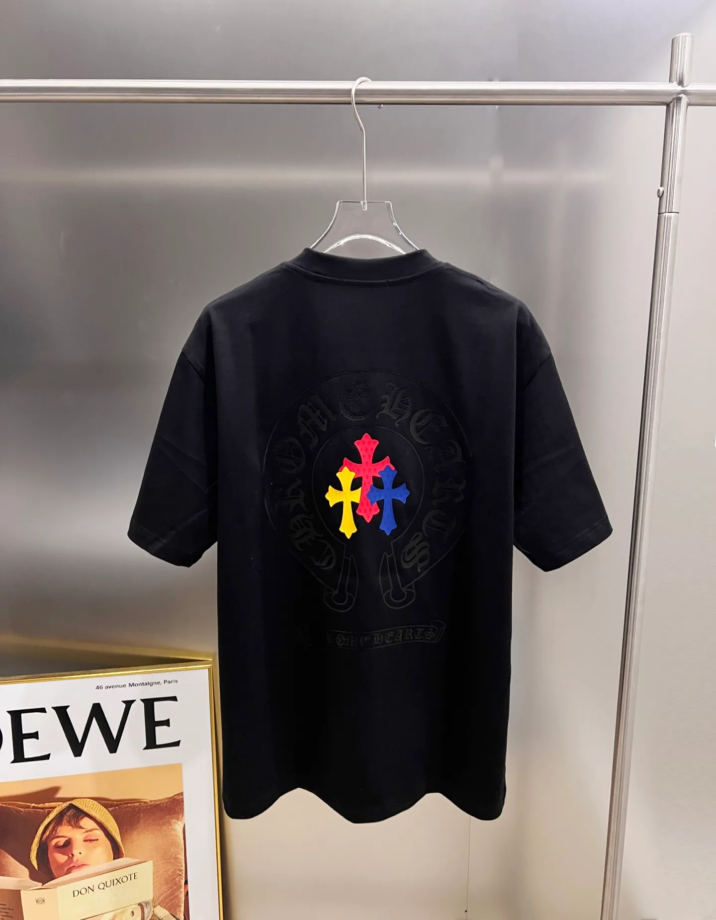 🅿️190 CH Crow 2025 Autumn and Winter New Short-sleeved T-shirt Horseshoe Sanskrit word craft Cross foam craft design The real thing is great🔥Same style for men and women, loose version Size S M L XL XXL Five sizes black white